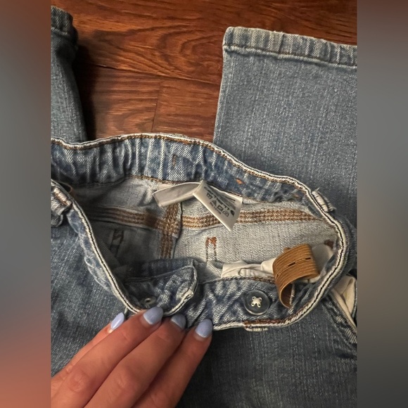 Vintage Carhartt Light Wash Carpenter Blue Jeans Elastic Waist Ripped Size 6 - Picture 8 of 10